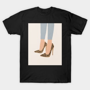 Leopard shoes, Legs Jeans, Mid century abstract art T-Shirt